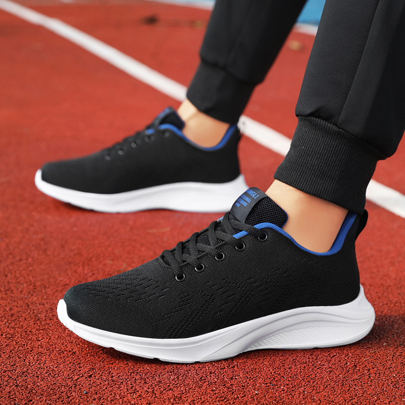 Knit Fabric Lace Up Sneakers - Sepatu Baru untuk Pria, Sneaker Musim