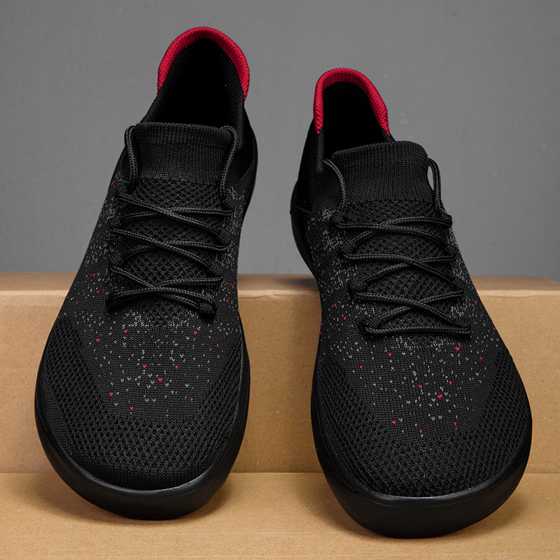 Sepatu Kasual Pria Baru, Sepat - Knit Fabric Lace Up Sneakers ulasan dan harga