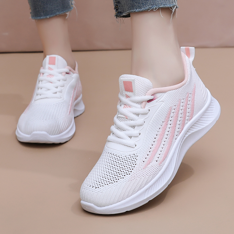 Sepatu Kasual Wanita untuk Mus - Knit Fabric Lace Up Sneakers ulasan dan harga