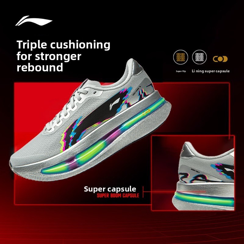 Sepatu Lari Pria LI-NING Red H - Reflective Night Running Shoes ulasan dan harga