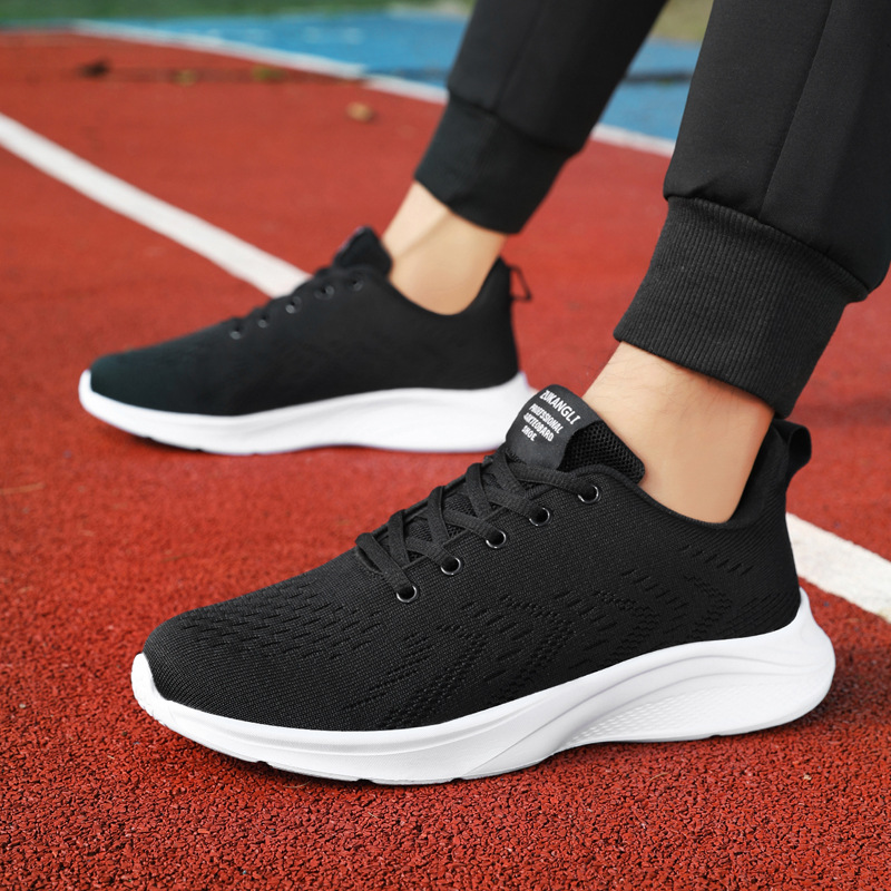 Sepatu Baru untuk Pria, Sneake - Knit Fabric Lace Up Sneakers ulasan dan harga