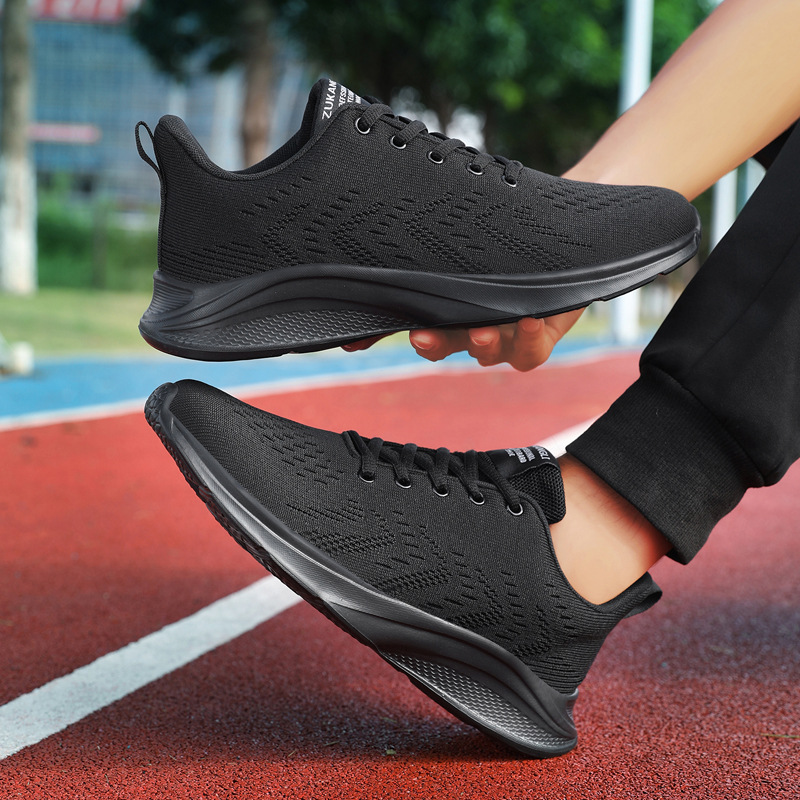 Sepatu Baru untuk Pria, Sneake - Knit Fabric Lace Up Sneakers ulasan dan harga