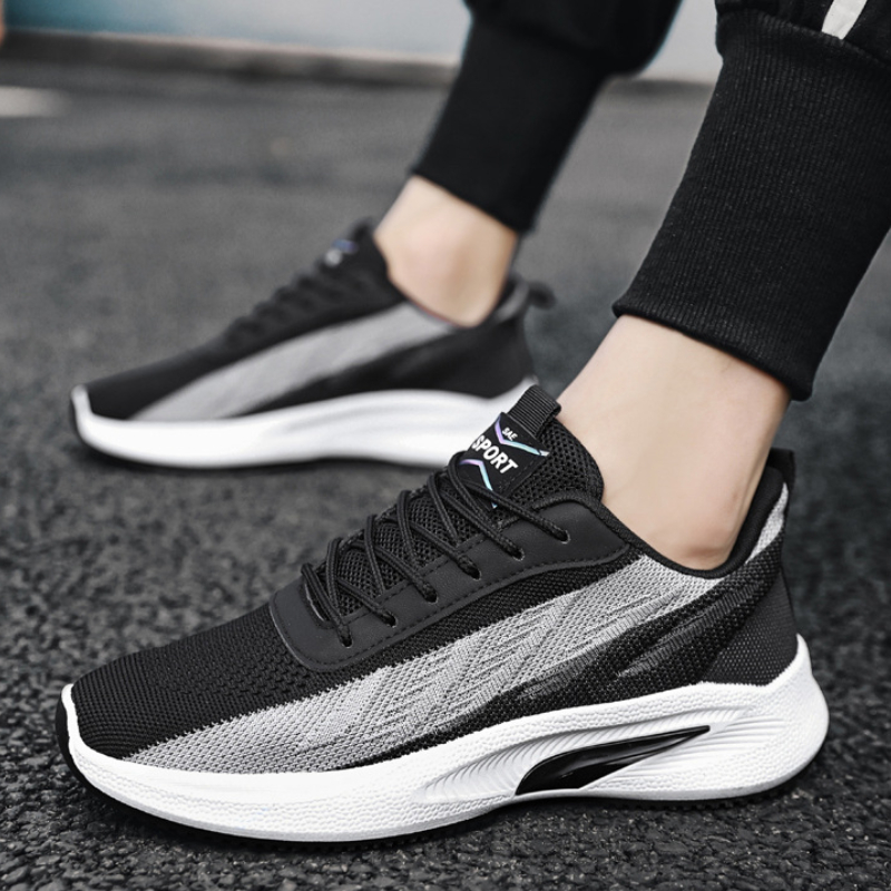 sepatu lari desainer sepatu ke - Knit Fabric Lace Up Sneakers ulasan dan harga